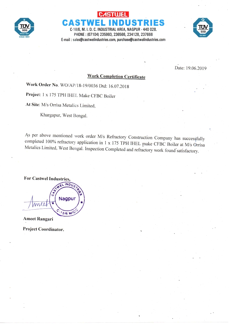 certificate//castwel industries in nagpur - CFBC Boiler Refractory Applicator Company In West Bengal.jpg